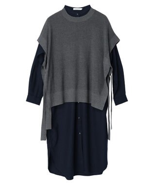 AMERICAN HOLIC ＳＥＴ　シャツワンピース＋ニットベスト Gray Mixture