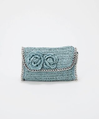 TOPKAPI 【TREASURE TOPKAPI】フラワーモチーフ チェーン ショルダーバッグ ブルーグレー