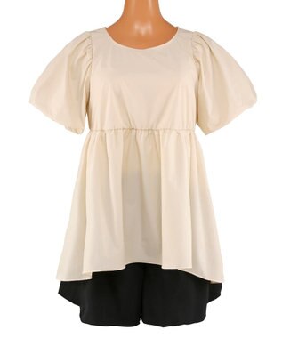 San-ai Resort（三愛水着楽園） 【UPF50＋】　パフスリーブキュロット3点セット　9M・11L　【San-ai Resort（サンアイリゾート）】 ベージュ×ブラック