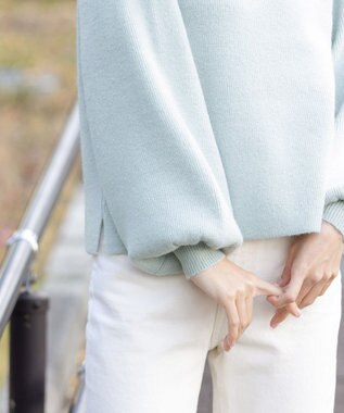 Tiaclasse 【洗える】衿付きパフ袖ニット ミント