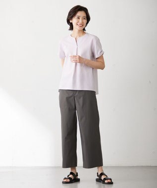 J.PRESS LADIES 【WEB限定カラーあり・抗菌消臭・吸水速乾】サッカージャージー キーネック カットソー ふじ色系1