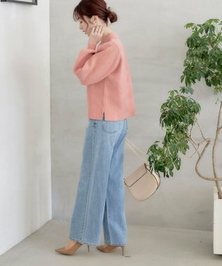 Tiaclasse L 【洗える】衿付きパフ袖ニット ピンク