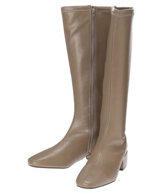 Green Parks ・ｍｉｎｉａ　ローヒールストレッチロングブーツ Beige