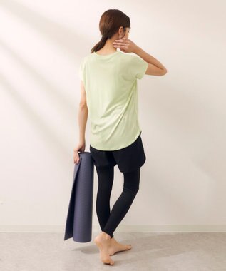 OP／FILA 【Kappa】フィットネスウェア 3点セット Ｔシャツ＋ショートパンツ＋レギンス ライトグリーン