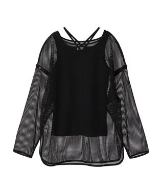 earth music&ecology ＳＥＴ２点メッシュプルオーバー＋タンクトップ Ivory