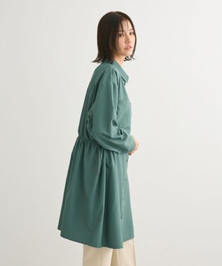 Green Parks ミディ丈ドロストシャツワンピース Green