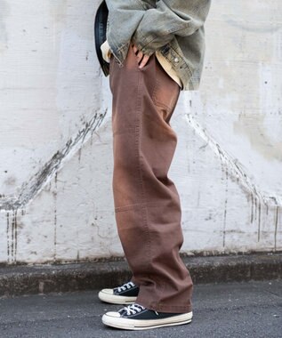 WEGO 【ウエストゴム/MLサイズ展開】ージーダブルニーパンツ ブラウン