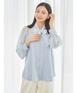 earth music&ecology シアードッキングブラウス Blue