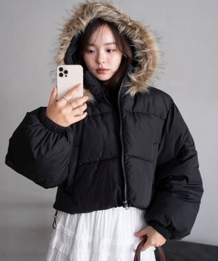 WEGO 【25年秋冬新作/SMサイズ展開】2WAYファーフードショートパファーブルゾン