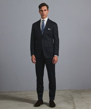 GOTAIRIKU 新柄/セットアップ対応【洗える/ストレッチ/シワになりにくい】ウォッシャブルジャージー セットアップジャケット_柄（25年モデル） ネイビー×ストライプ