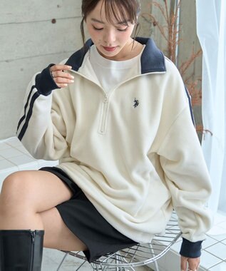 WEGO 【ユニセックス着用ITEM】USPOLOフリースハーフジッププルオーバー ホワイト