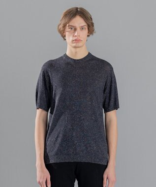 JOSEPH HOMME リネンナイロンプレーン　半袖クルーネックニット ブラック系