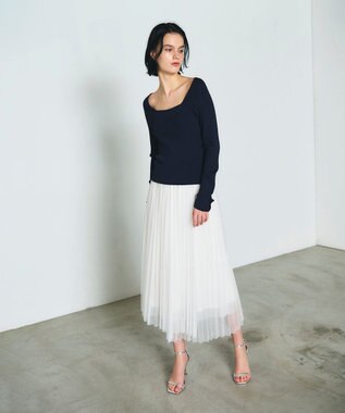 GRACE CONTINENTAL リブスクエアニットトップ ネイビー