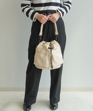 ACE BAGS & LUGGAGE JEWELNA by Jewelna Rose ナイロン巾着バッグ 16201 軽量 2WAY ハンドバッグ ショルダーバッグ アイボリー