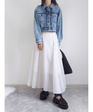 Green Parks AnriettMusee ドットフレアーロングスカート Off White