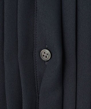 J.PRESS LADIES 【洗える】ヌーディスバックサテン バンドカラー ブラウス ネイビー系