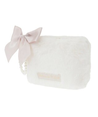 Maison de FLEUR パールリボンファーポーチ Off White