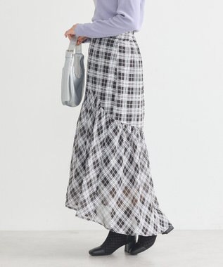 earth music&ecology イレヘムチェックスカート Check Black