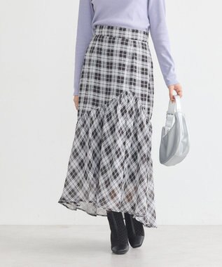 earth music&ecology イレヘムチェックスカート Check Black