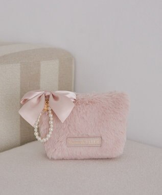 Maison de FLEUR パールリボンファーポーチ Pink
