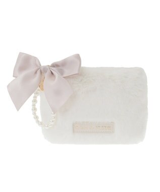 Maison de FLEUR パールリボンファーポーチ Off White