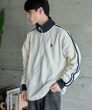 WEGO 【ユニセックス着用ITEM】USPOLOフリースハーフジッププルオーバー ホワイト