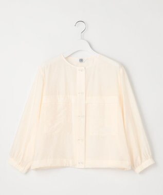 J.PRESS LADIES 【洗える】Sheer Vis リネン ノーカラー ブルゾン エクリュ系