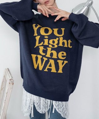 WEGO 【洗える】グラフィックニットBIGプルオーバー 柄3