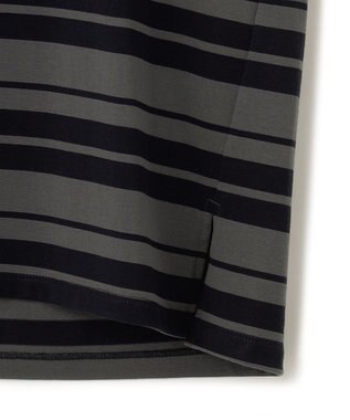 23区 S 【洗える】ランダムボーダー クルーネック カットソー カーキ×ネイビー