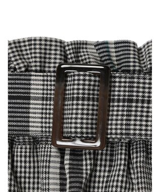 Green Parks 綿麻混バックルベルト付タイトスカート Check Black
