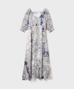 GRACE CONTINENTAL スカーフプリントドレス ネイビー