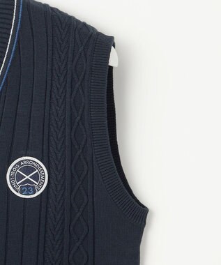 23区GOLF 【MEN】【ウォッシャブル】コットンブレンドニットベスト ネイビー系