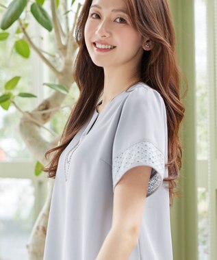 Tiaclasse 裾レース切替チュニック サックス