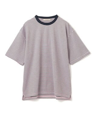 UNFILO MENS 【男女兼用】スマート ストレッチ ワイドTEE【ギフトにもおすすめ】 ピンクボーダー