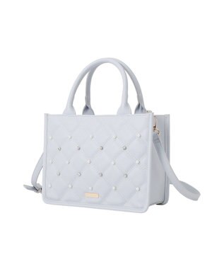 Maison de FLEUR パールビジューキルティングスクエアショルダー Light Blue