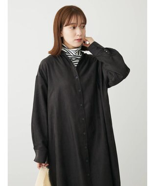 Green Parks マイクロピケシャツワンピース Black