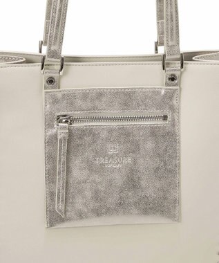 TOPKAPI 【TREASURE TOPKAPI】フェイクレザー ポーチ付き パラコード かがりトートバッグ オフ
