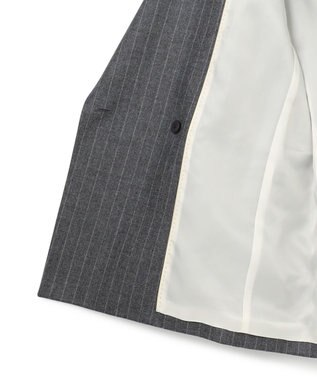 BEIGE， DELAND / ウールピンストライプダブルジャケット Gray St.