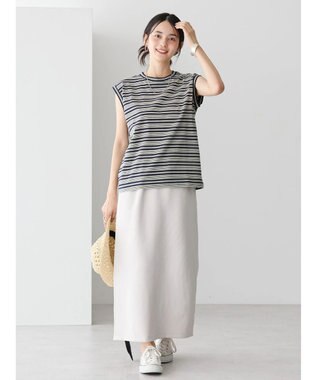 AMERICAN HOLIC マルチボーダーノースリーブカットプルオーバー Navy