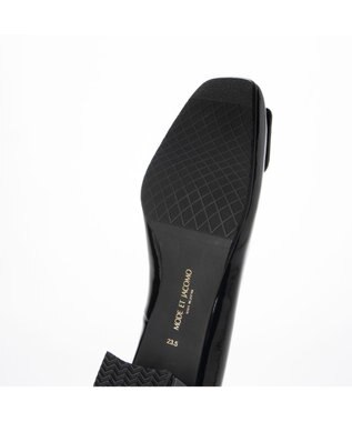 MODE ET JACOMO <MODE ET JACOMO>【レイン対応】バックルモチーフスクエアトゥパンプス ブラックエナメル