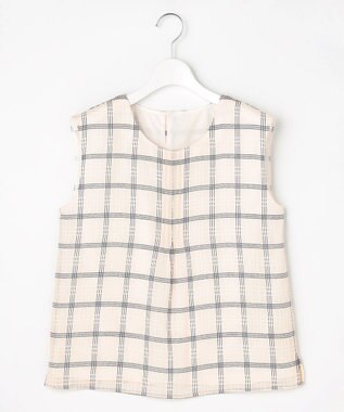 J.PRESS LADIES S 【WEB限定】シアーチェック ノースリーブ カットソー ホワイト×ブラックチェック系3