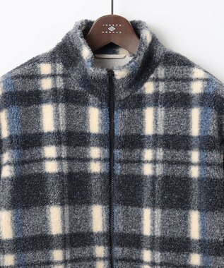 JOSEPH ABBOUD MOUNTAIN 【SPACE／UNISEX】ボアチェック ブルゾン ダルブルー系4