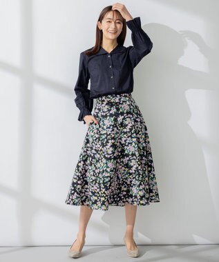 組曲 レースコンビセーラーカラー ブラウス ブラック系