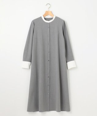 組曲 S 【KUMIKYOKU NAVY】ウーステッドライククロス シャツワンピース ミディアムグレー系