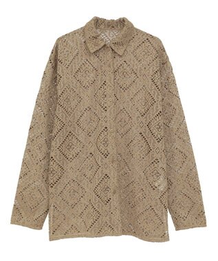 AMERICAN HOLIC レース長袖シャツ Camel