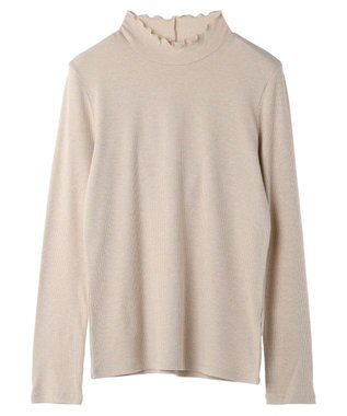 earth music&ecology ラメテレコハイネックプルオーバー Beige