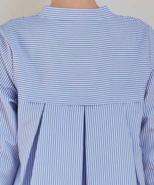 Tiaclasse L 【洗える】バックタックフレアチュニック サックスストライプ