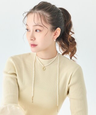 Phoebe <オンワード限定セット>2wayパールチョーカーネックレス×ニュアンスメタルブローチ ゴールド