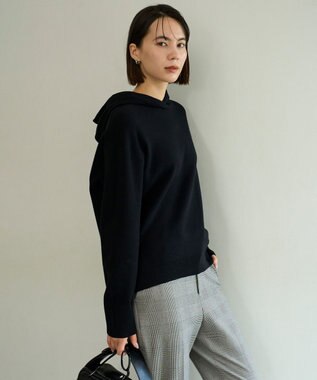 UNFILO コットンカシミヤニット フーディ ブラック