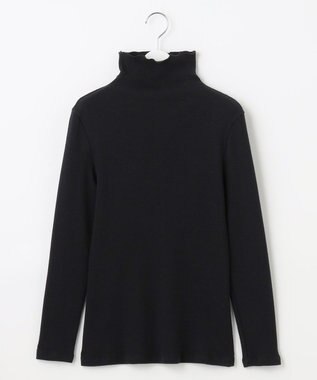 自由区 【洗える】ソフトウールリブボトルネック  カットソー ブラック系